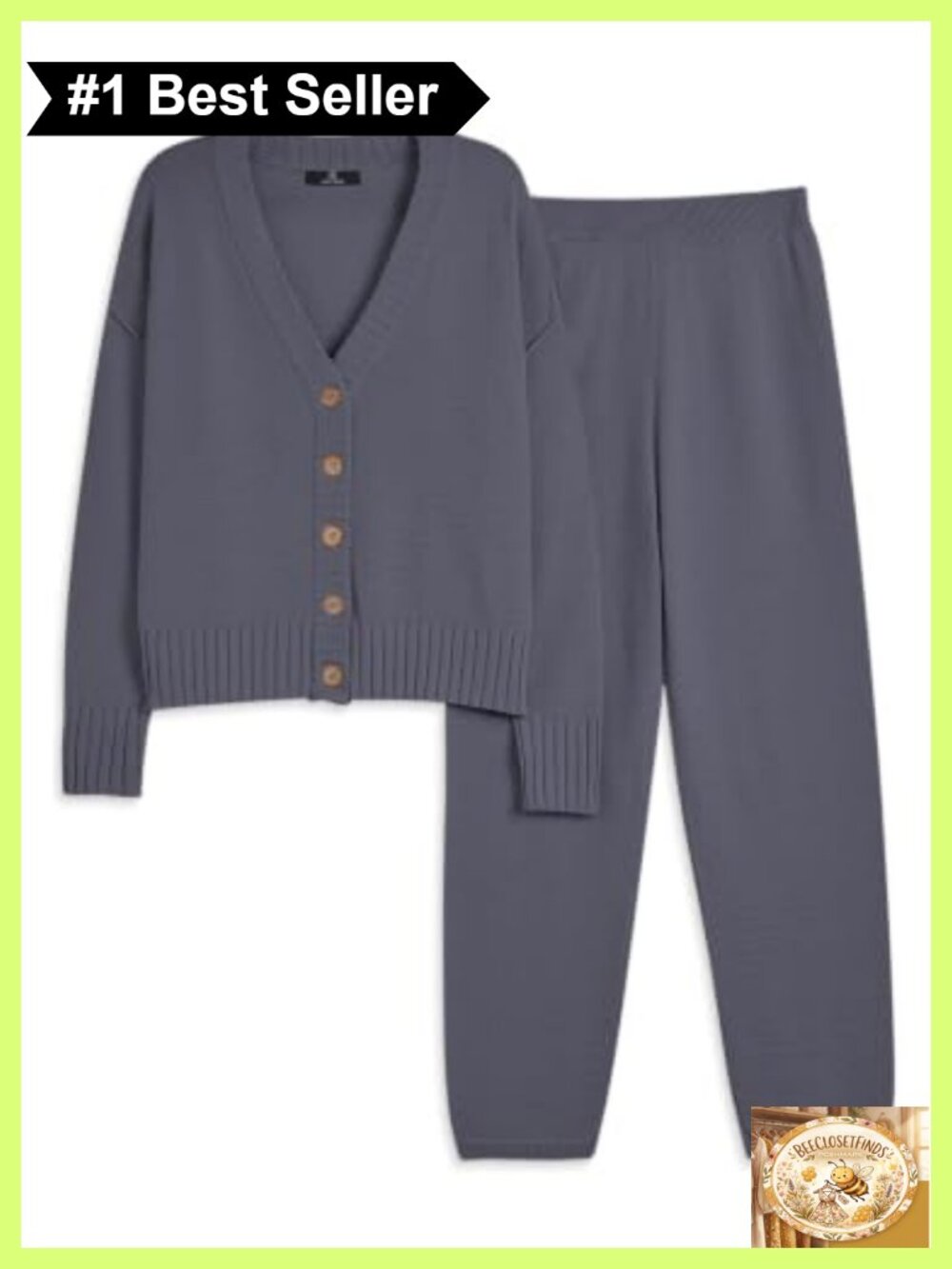 Women 2 Piece Sweater Lounge Set Oversized Cardigan Tapered Pants